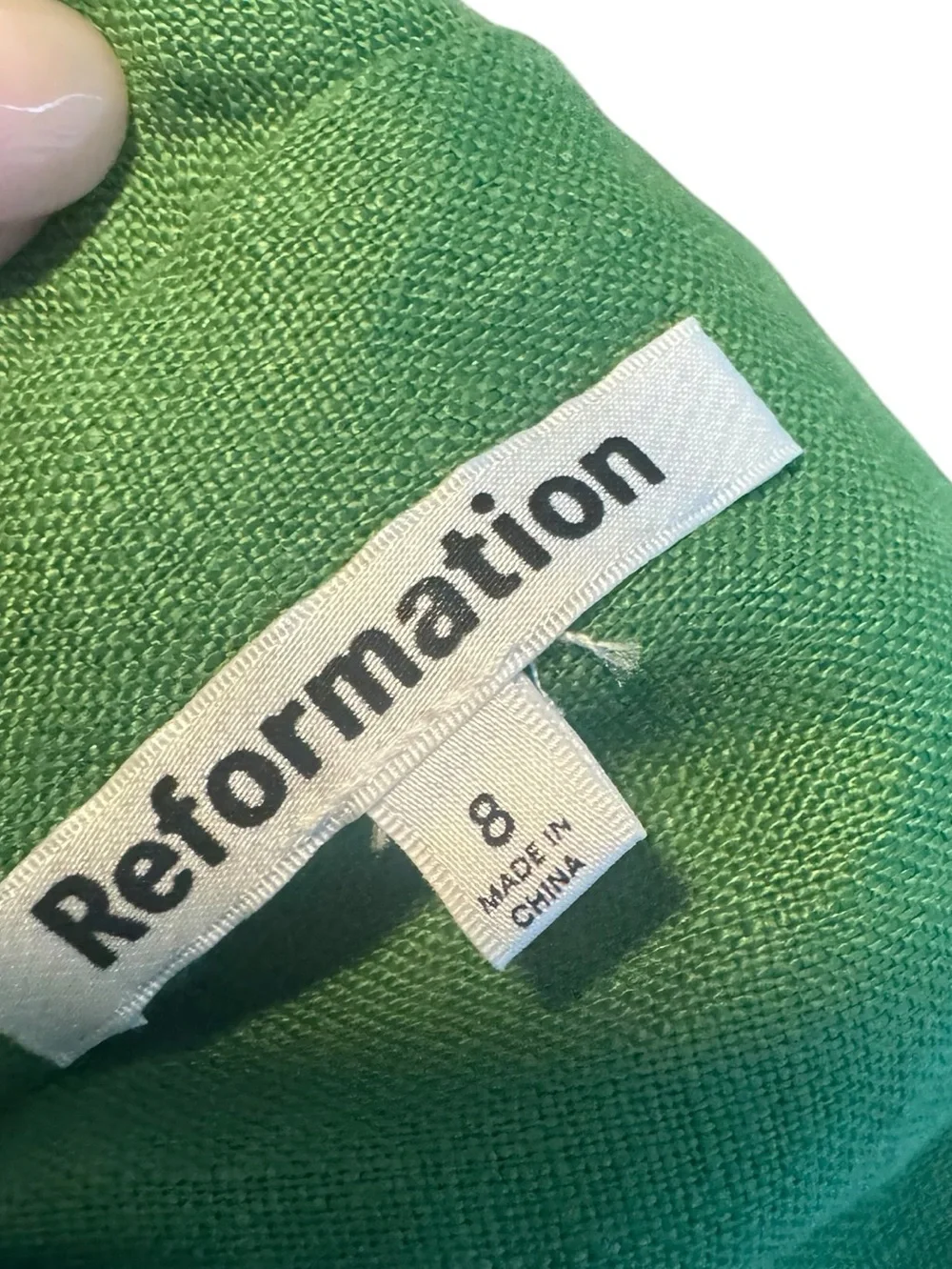 Reformation Kelly Green Linen Tulin Top & Skirt Set, Size 8 Top / Size 4 Skirt